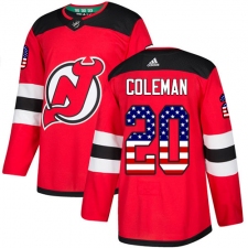 Men's Adidas New Jersey Devils #20 Blake Coleman Authentic Red USA Flag Fashion NHL Jersey