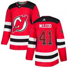 Men's Adidas New Jersey Devils #41 Michael McLeod Authentic Red Drift Fashion NHL Jersey