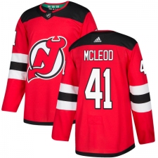 Men's Adidas New Jersey Devils #41 Michael McLeod Authentic Red Home NHL Jersey