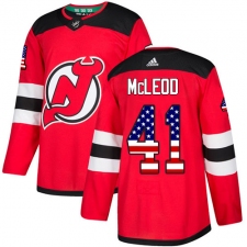Men's Adidas New Jersey Devils #41 Michael McLeod Authentic Red USA Flag Fashion NHL Jersey