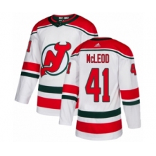Men's Adidas New Jersey Devils #41 Michael McLeod Authentic White Alternate NHL Jersey