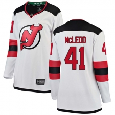 Women's New Jersey Devils #41 Michael McLeod Fanatics Branded White Away Breakaway NHL Jersey