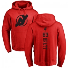 NHL Adidas New Jersey Devils #63 Jesper Bratt Red One Color Backer Pullover Hoodie