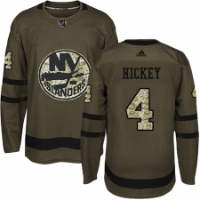 Men's Adidas New York Islanders #4 Thomas Hickey Authentic Green Salute to Service NHL Jersey