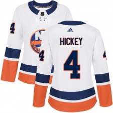 Women's Adidas New York Islanders #4 Thomas Hickey Authentic White Away NHL Jersey