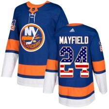 Youth Adidas New York Islanders #24 Scott Mayfield Authentic Royal Blue USA Flag Fashion NHL Jersey