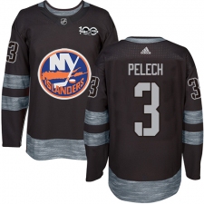 Men's Adidas New York Islanders #3 Adam Pelech Authentic Black 1917-2017 100th Anniversary NHL Jersey