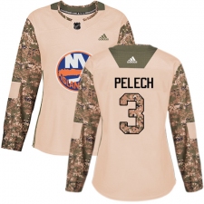 Women's Adidas New York Islanders #3 Adam Pelech Authentic Camo Veterans Day Practice NHL Jersey