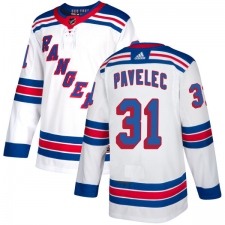 Men's Adidas New York Rangers #31 Ondrej Pavelec Authentic White Away NHL Jersey