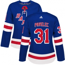 Women's Adidas New York Rangers #31 Ondrej Pavelec Authentic Royal Blue Home NHL Jersey