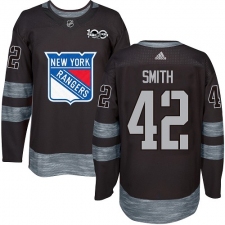 Men's Adidas New York Rangers #42 Brendan Smith Authentic Black 1917-2017 100th Anniversary NHL Jersey