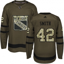 Men's Adidas New York Rangers #42 Brendan Smith Authentic Green Salute to Service NHL Jersey