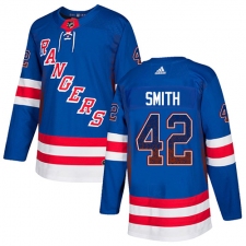 Men's Adidas New York Rangers #42 Brendan Smith Authentic Royal Blue Drift Fashion NHL Jersey