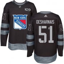 Men's Adidas New York Rangers #51 David Desharnais Authentic Black 1917-2017 100th Anniversary NHL Jersey