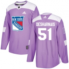 Youth Adidas New York Rangers #51 David Desharnais Authentic Purple Fights Cancer Practice NHL Jersey