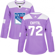 Women's Adidas New York Rangers #72 Filip Chytil Authentic Purple Fights Cancer Practice NHL Jersey