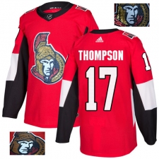 Men's Adidas Ottawa Senators #17 Nate Thompson Authentic Red Fashion Gold NHL Jersey