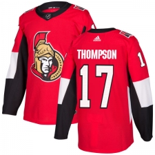Men's Adidas Ottawa Senators #17 Nate Thompson Premier Red Home NHL Jersey