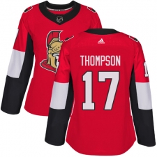 Women's Adidas Ottawa Senators #17 Nate Thompson Authentic Red Home NHL Jersey