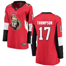 Women's Ottawa Senators #17 Nate Thompson Fanatics Branded Red Home Breakaway NHL Jersey