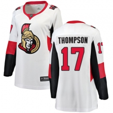 Women's Ottawa Senators #17 Nate Thompson Fanatics Branded White Away Breakaway NHL Jersey