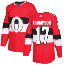 Youth Adidas Ottawa Senators #17 Nate Thompson Authentic Red 2017 100 Classic NHL Jersey