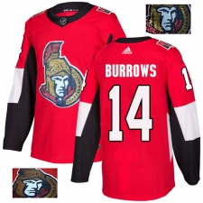 Men's Adidas Ottawa Senators #14 Alexandre Burrows Authentic Red Fashion Gold NHL Jersey