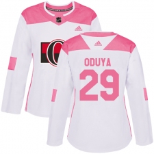 Women's Adidas Ottawa Senators #29 Johnny Oduya Authentic White/Pink Fashion NHL Jersey