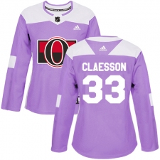 Women's Adidas Ottawa Senators #33 Fredrik Claesson Authentic Purple Fights Cancer Practice NHL Jersey