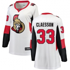 Women's Ottawa Senators #33 Fredrik Claesson Fanatics Branded White Away Breakaway NHL Jersey