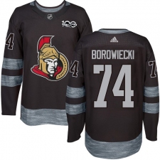 Men's Adidas Ottawa Senators #74 Mark Borowiecki Authentic Black 1917-2017 100th Anniversary NHL Jersey