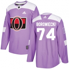 Men's Adidas Ottawa Senators #74 Mark Borowiecki Authentic Purple Fights Cancer Practice NHL Jersey