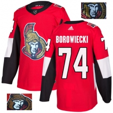Men's Adidas Ottawa Senators #74 Mark Borowiecki Authentic Red Fashion Gold NHL Jersey