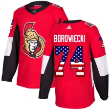 Men's Adidas Ottawa Senators #74 Mark Borowiecki Authentic Red USA Flag Fashion NHL Jersey