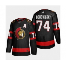 Men's Ottawa Senators #74 Mark Borowiecki Black 2020-21 Authentic Player Away Stitched Hockey Jersey