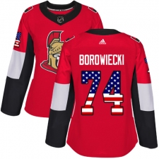 Women's Adidas Ottawa Senators #74 Mark Borowiecki Authentic Red USA Flag Fashion NHL Jersey