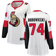 Women's Ottawa Senators #74 Mark Borowiecki Fanatics Branded White Away Breakaway NHL Jersey