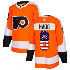 Men's Adidas Philadelphia Flyers #8 Robert Hagg Authentic Orange USA Flag Fashion NHL Jersey