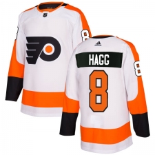 Men's Adidas Philadelphia Flyers #8 Robert Hagg Authentic White Away NHL Jersey
