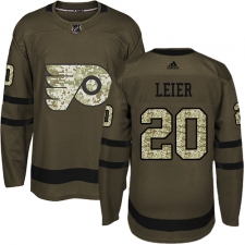 Men's Adidas Philadelphia Flyers #20 Taylor Leier Premier Green Salute to Service NHL Jersey