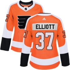 Women's Adidas Philadelphia Flyers #37 Brian Elliott Authentic Orange Home NHL Jersey