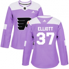 Women's Adidas Philadelphia Flyers #37 Brian Elliott Authentic Purple Fights Cancer Practice NHL Jersey