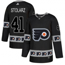 Men's Adidas Philadelphia Flyers #41 Anthony Stolarz Authentic Black Team Logo Fashion NHL Jersey