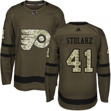 Men's Adidas Philadelphia Flyers #41 Anthony Stolarz Authentic Green Salute to Service NHL Jersey