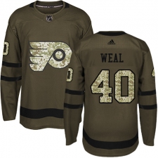 Men's Adidas Philadelphia Flyers #40 Jordan Weal Premier Green Salute to Service NHL Jersey