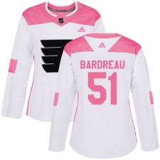 Women's Adidas Philadelphia Flyers #51 Cole Bardreau Authentic White/Pink Fashion NHL Jersey