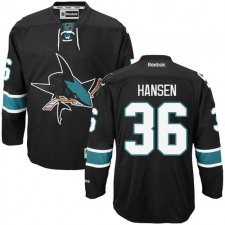 Men's Reebok San Jose Sharks #36 Jannik Hansen Authentic Black Third NHL Jersey