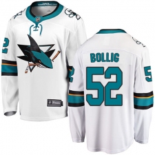 Youth San Jose Sharks #52 Brandon Bollig Fanatics Branded White Away Breakaway NHL Jersey