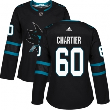 Women's Adidas San Jose Sharks #60 Rourke Chartier Premier Black Alternate NHL Jersey