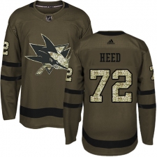 Men's Adidas San Jose Sharks #72 Tim Heed Authentic Green Salute to Service NHL Jersey